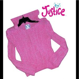 Justice pink shimmer sweater with hood size 14
